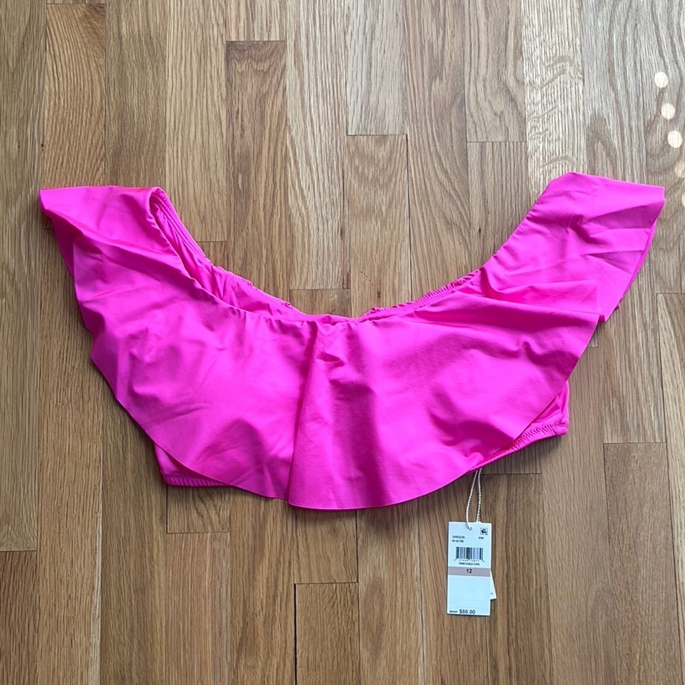 NWT Trina Turk Vibrant Pink off the shoulder bikini top sz 12